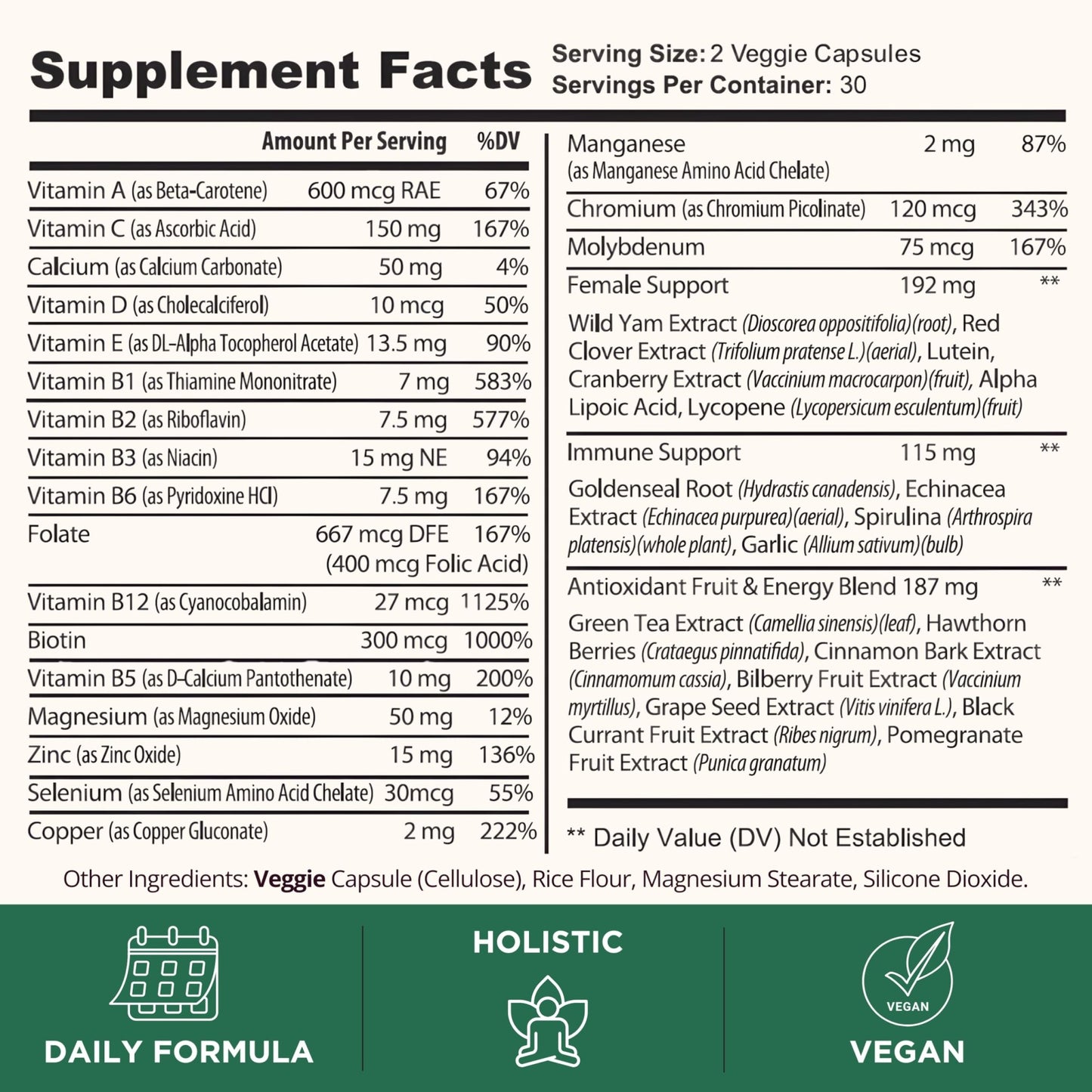 TODICAMP Melanin-Rich Physiology Women's Wellness Formula with 37 Active Ingredients - Daily Multivitamin for Women Hormone Balance, Energy Vitamins for Women, Biotin Supplement for Hair Skin & Nails - dailyvitalstore