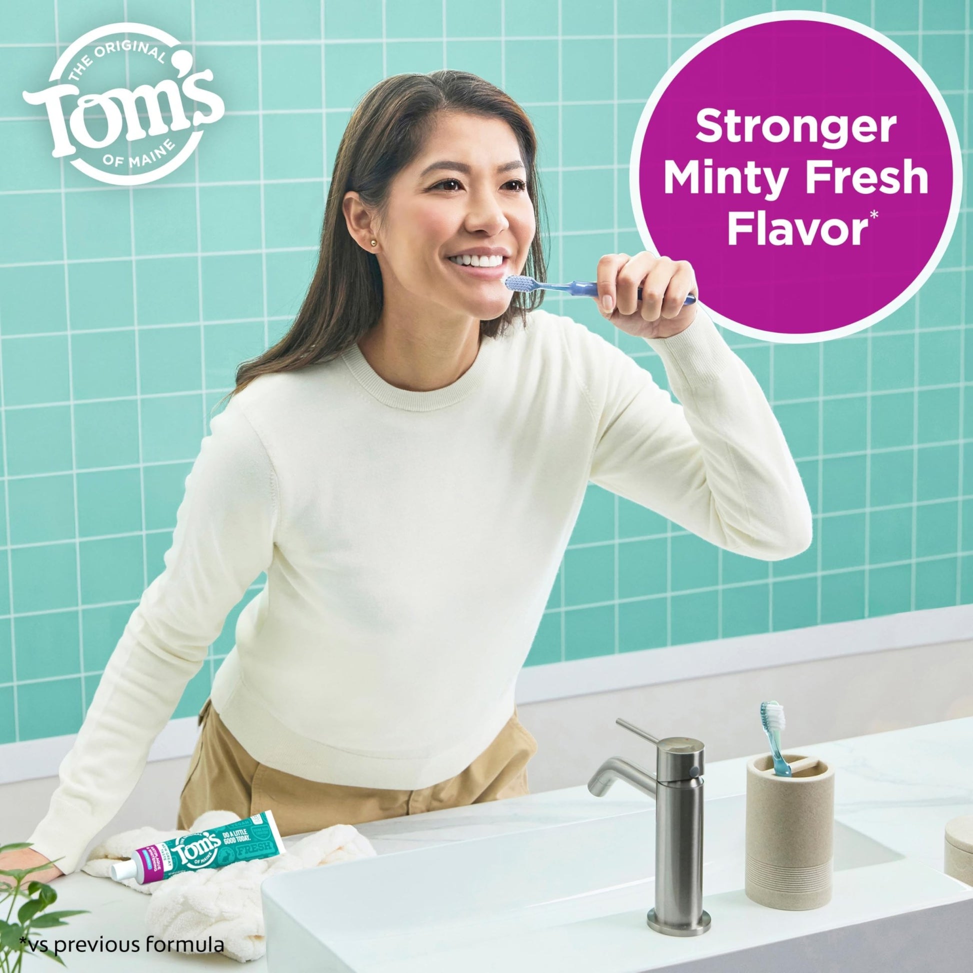 Tom's of Maine Fluoride-Free Antiplaque & Whitening Natural Toothpaste, Peppermint, 5.5 oz. (Pack of 2) - dailyvitalstore