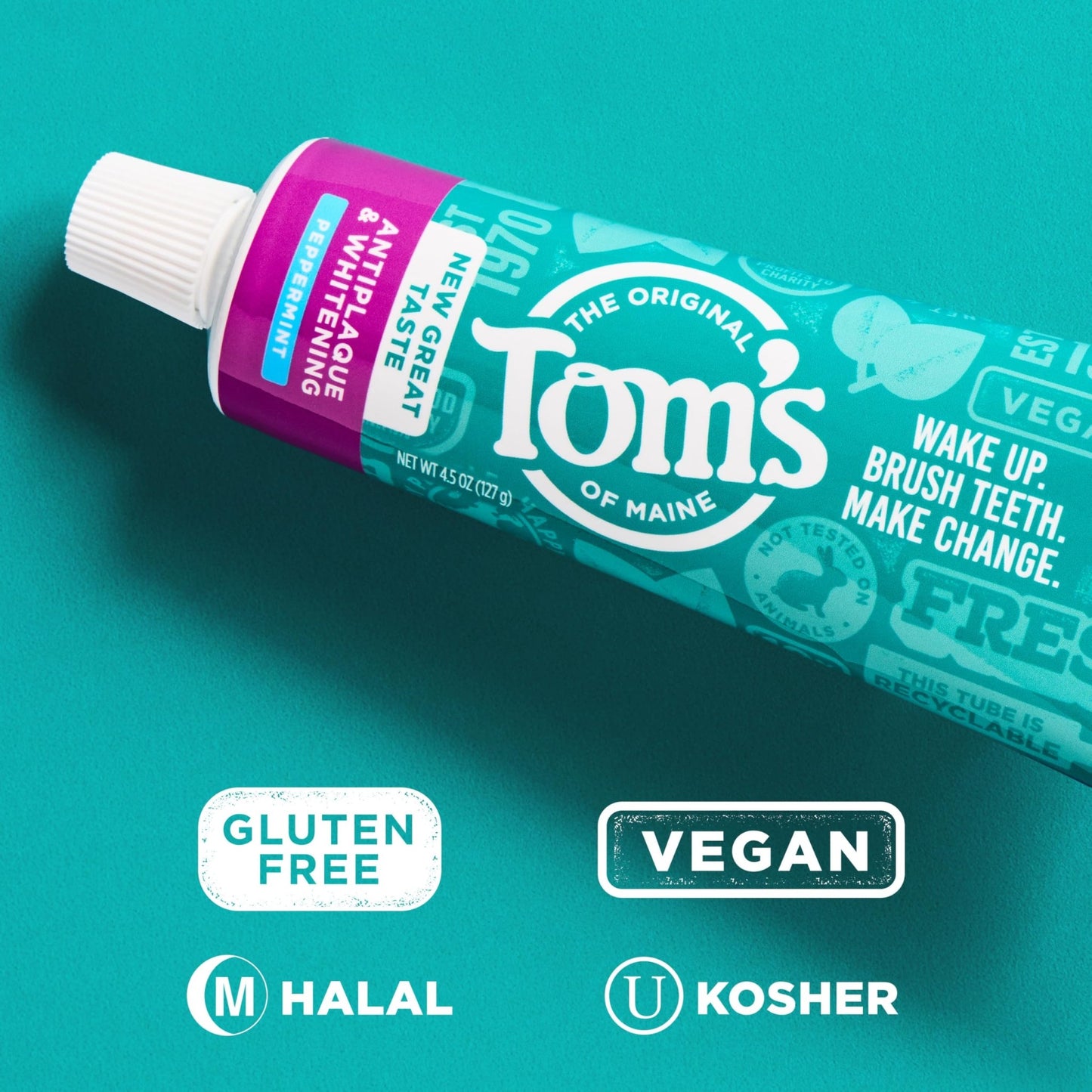 Tom's of Maine Fluoride-Free Antiplaque & Whitening Natural Toothpaste, Peppermint, 5.5 oz. (Pack of 2) - dailyvitalstore