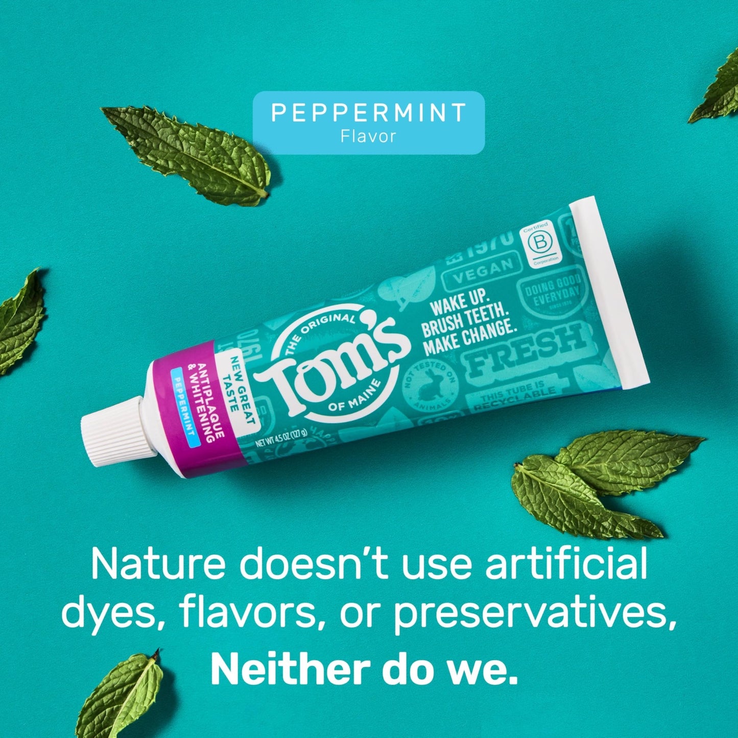 Tom's of Maine Fluoride-Free Antiplaque & Whitening Natural Toothpaste, Peppermint, 5.5 oz. (Pack of 2) - dailyvitalstore