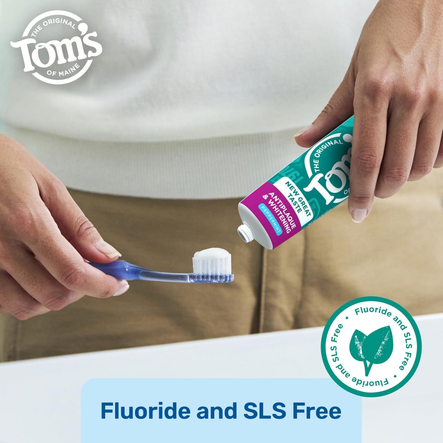 Tom's of Maine Fluoride-Free Antiplaque & Whitening Natural Toothpaste, Peppermint, 5.5 oz. (Pack of 2) - dailyvitalstore