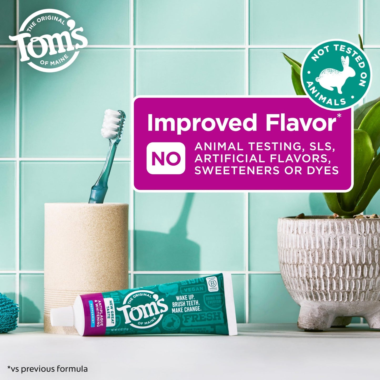 Tom's of Maine Fluoride-Free Antiplaque & Whitening Natural Toothpaste, Peppermint, 5.5 oz. (Pack of 2) - dailyvitalstore