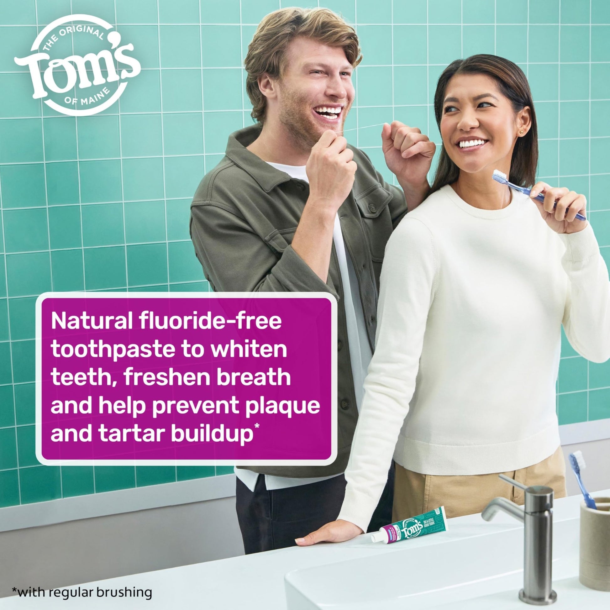 Tom's of Maine Fluoride-Free Antiplaque & Whitening Natural Toothpaste, Peppermint, 5.5 oz. (Pack of 2) - dailyvitalstore
