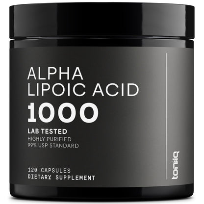 Toniiq 1000mg Ultra High Strength Alpha Lipoic Acid Capsules - Highly Purified 99%+ USP Standard - 120 Capsules ALA Supplement - dailyvitalstore