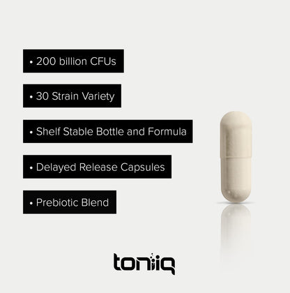 Toniiq 200 Billion CFU Probiotic Supplement 30 Verified Third-Party Tested Strains - Fully Shelf-Stable Probiotics Formula - dailyvitalstore