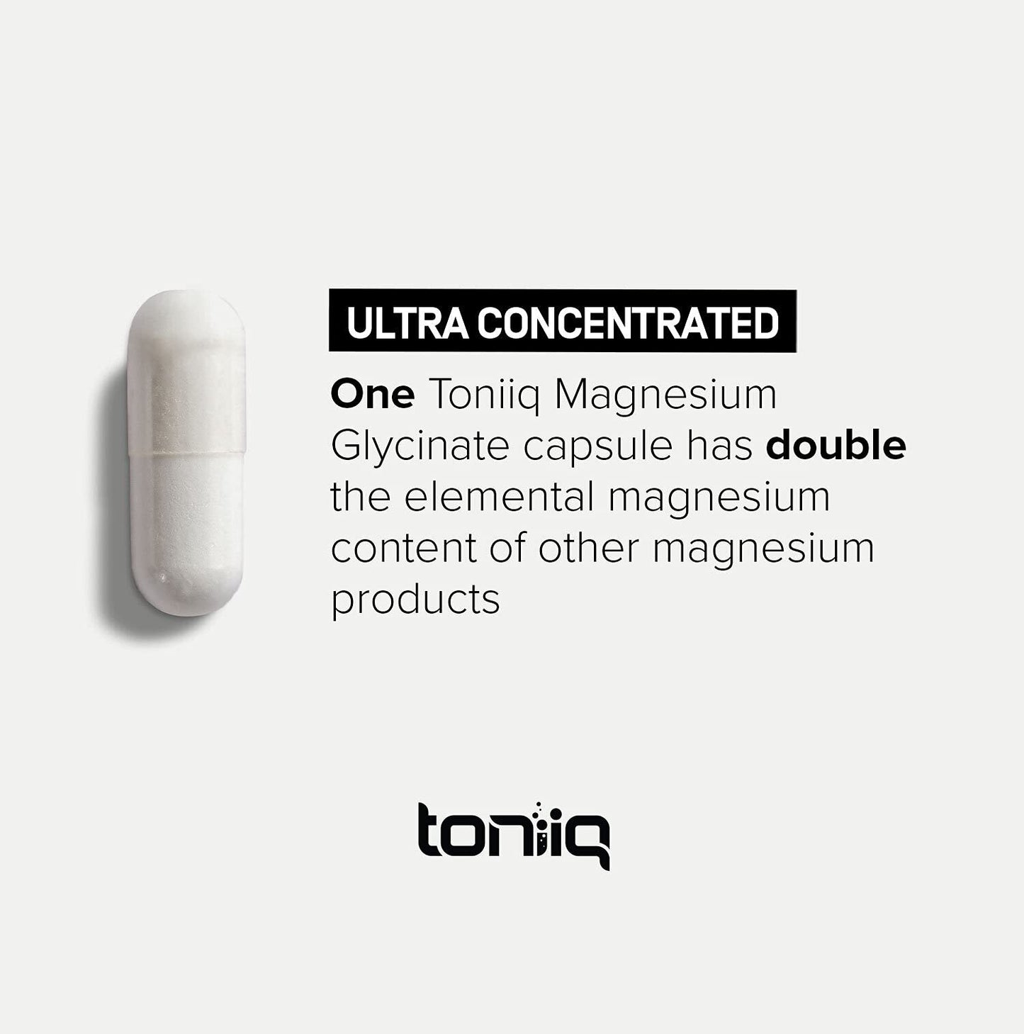 Toniiq 3,000mg Ultra High Strength Magnesium Glycinate - 20% Purified to Contain 600mg of Elemental Magnesium - Chelated and Bioavailable Magnesium - dailyvitalstore