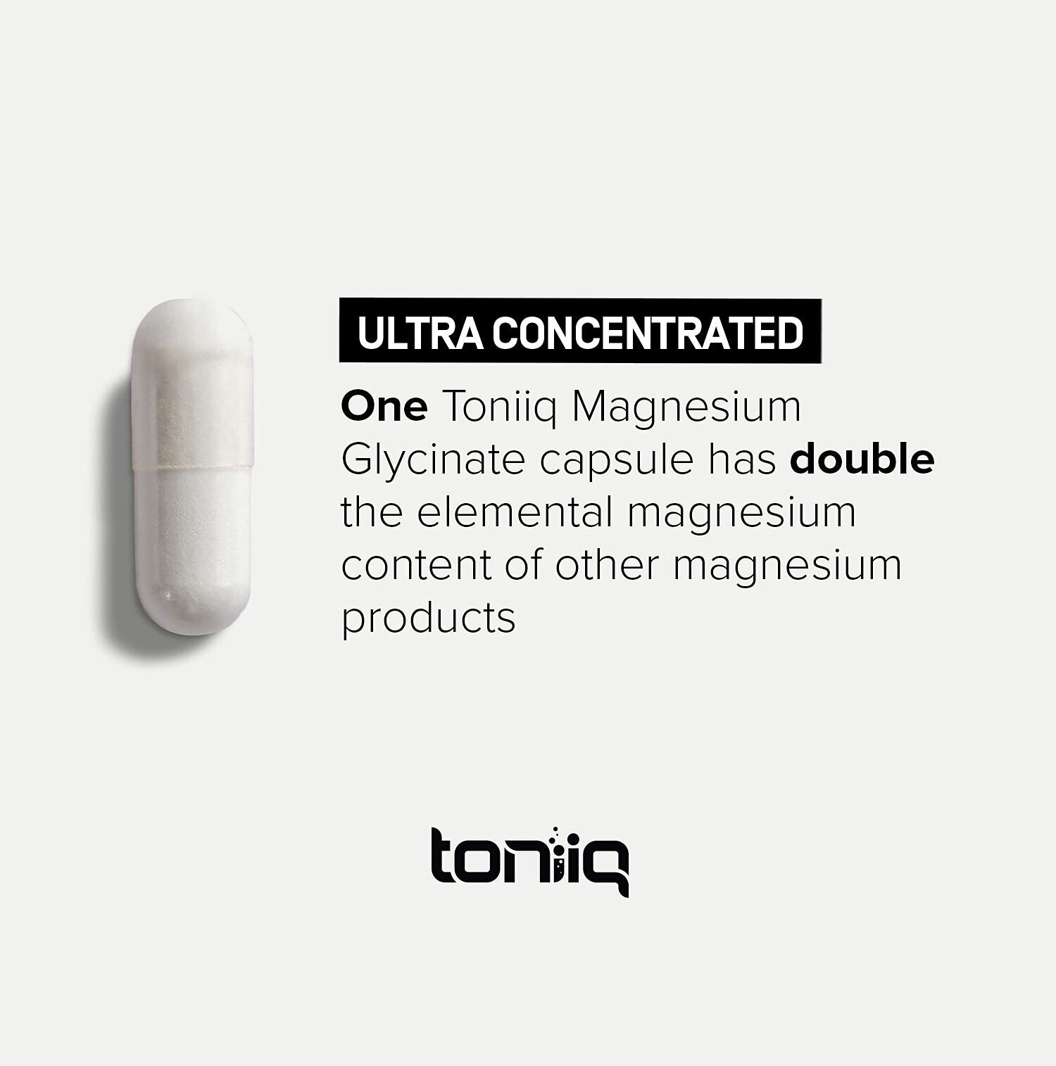Toniiq 3,000mg Ultra High Strength Magnesium Glycinate - 20% Purified to Contain 600mg of Elemental Magnesium - Chelated and Bioavailable Magnesium - dailyvitalstore