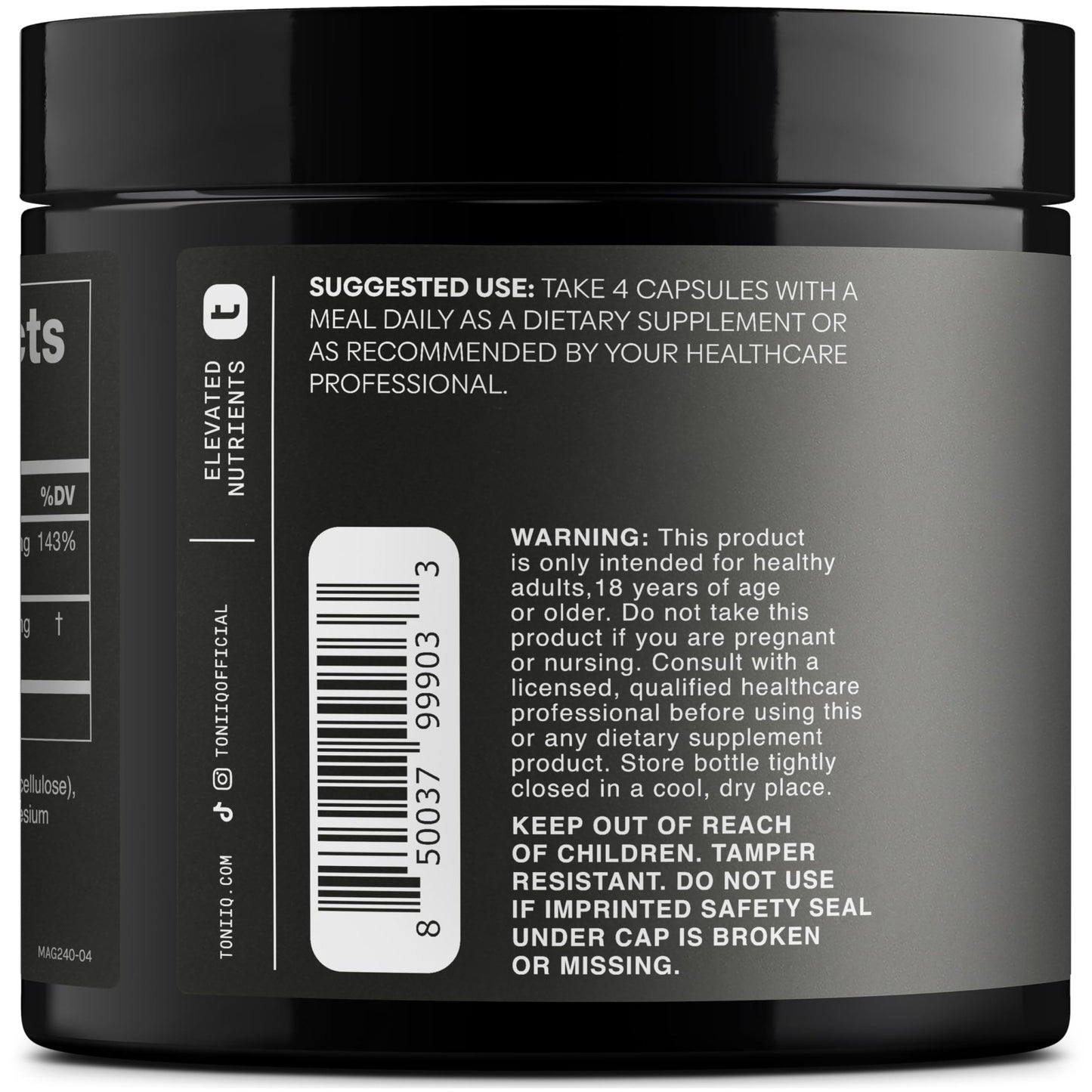 Toniiq 3,000mg Ultra High Strength Magnesium Glycinate - 20% Purified to Contain 600mg of Elemental Magnesium - Chelated and Bioavailable Magnesium - dailyvitalstore