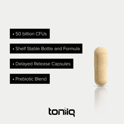 Toniiq 50 Billion CFU Lactobacillus Reuteri Probiotic 50mg per Serving - L Reuteri Probiotics - Highest CFU Count Lactobacillus Reuteri Probiotic - 60 Vegetarian Capsules - 60 Servings - dailyvitalstore