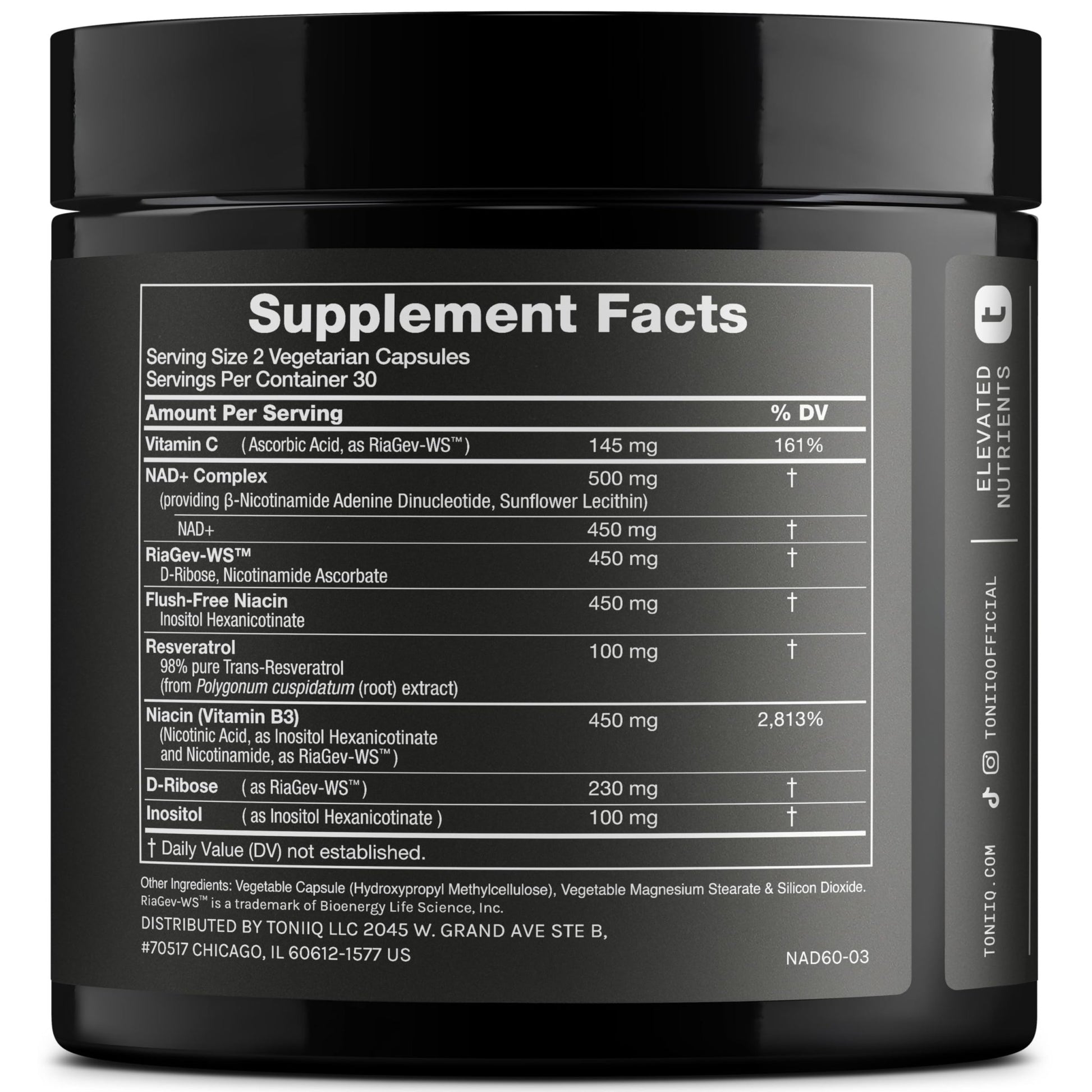 Toniiq Liposomal NAD+ and Resveratrol Supplement - 1500mg Ultra High Strength NAD Supplement - Clinically Studied Ingredients with Patented RiaGev-WS - dailyvitalstore