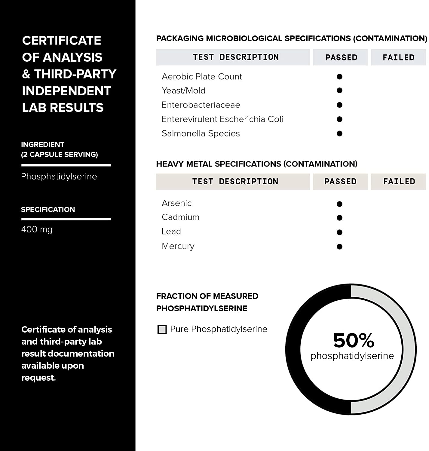 Toniiq Phosphatidylserine - 400mg Formula - World’s First 50% Purity - Highest Purity in the US - Soy Free Phosphatidylserine Supplement - dailyvitalstore