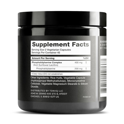 Toniiq Phosphatidylserine - 400mg Formula - World’s First 50% Purity - Highest Purity in the US - Soy Free Phosphatidylserine Supplement - dailyvitalstore