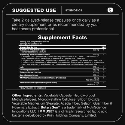 Toniiq Prebiotics and Probiotics – 200B CFU Synbiotic with Postbiotics IMMUSE® & ButyraGen® – 30 Strains for Gut & Digestive Health – Shelf-Stable - dailyvitalstore