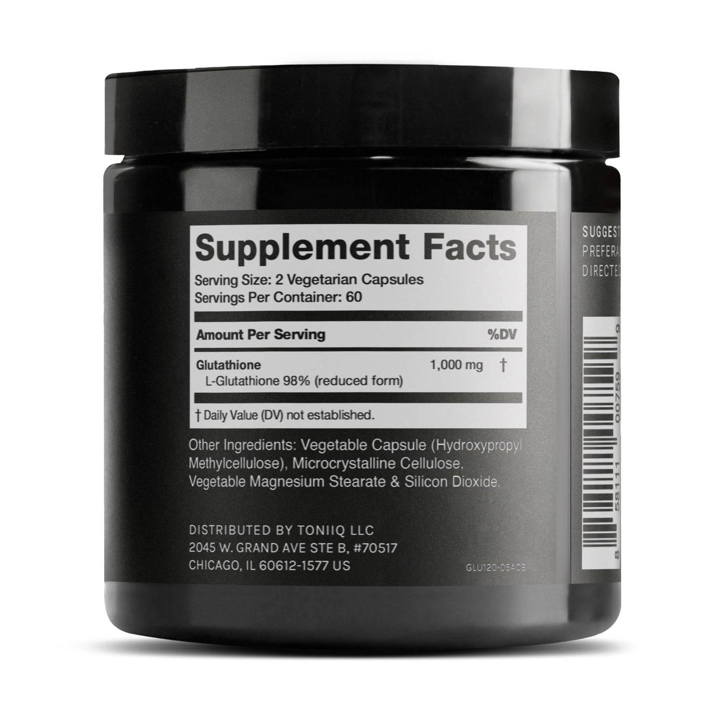 Toniiq Ultra High Strength Glutathione Capsules - 1000mg Concentrated Formula - 98%+ Highly Purified and Bioavailable - Non-GMO Fermentation - 120 Capsules Reduced Glutathione Supplement - dailyvitalstore