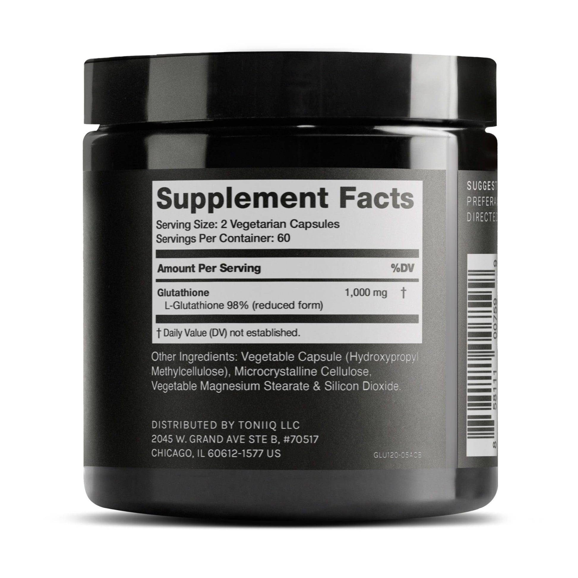 Toniiq Ultra High Strength Glutathione Capsules - 1000mg Concentrated Formula - 98%+ Highly Purified and Bioavailable - Non-GMO Fermentation - 120 Capsules Reduced Glutathione Supplement - dailyvitalstore
