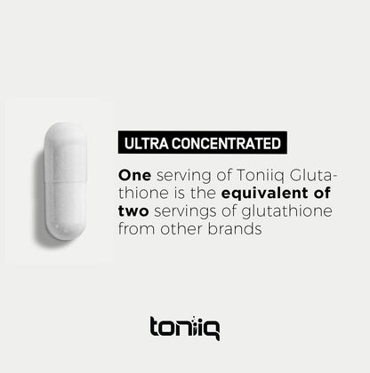Toniiq Ultra High Strength Glutathione Capsules - 1000mg Concentrated Formula - 98%+ Highly Purified and Bioavailable - Non-GMO Fermentation - 120 Capsules Reduced Glutathione Supplement - dailyvitalstore