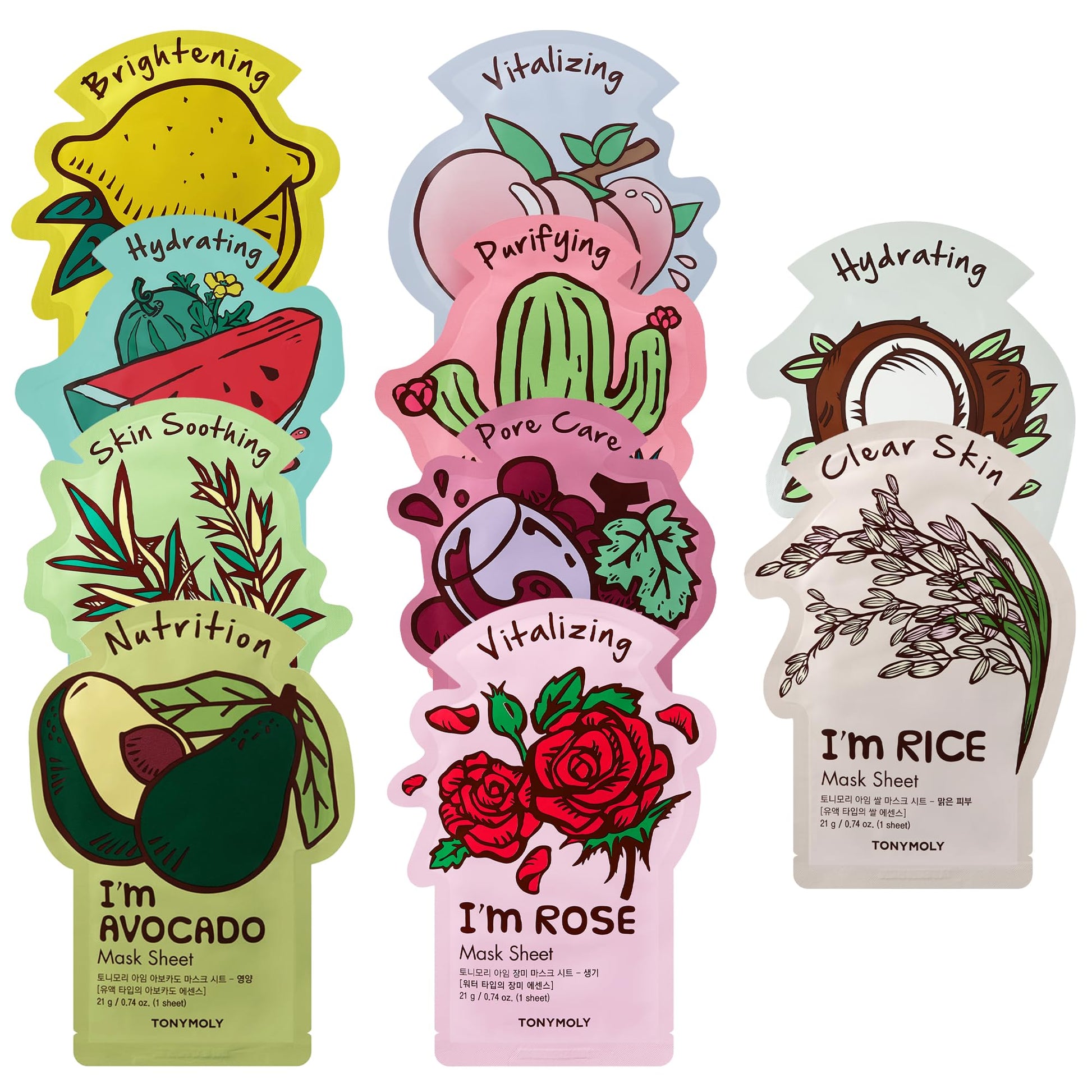 TONYMOLY I’m Sheet Mask Gift Set – Korean Face Mask Variety Pack with Hydrating & Vitamin Essences, 10 Pack - dailyvitalstore