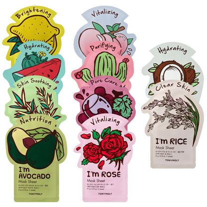 TONYMOLY I’m Sheet Mask Gift Set – Korean Face Mask Variety Pack with Hydrating & Vitamin Essences, 10 Pack - dailyvitalstore