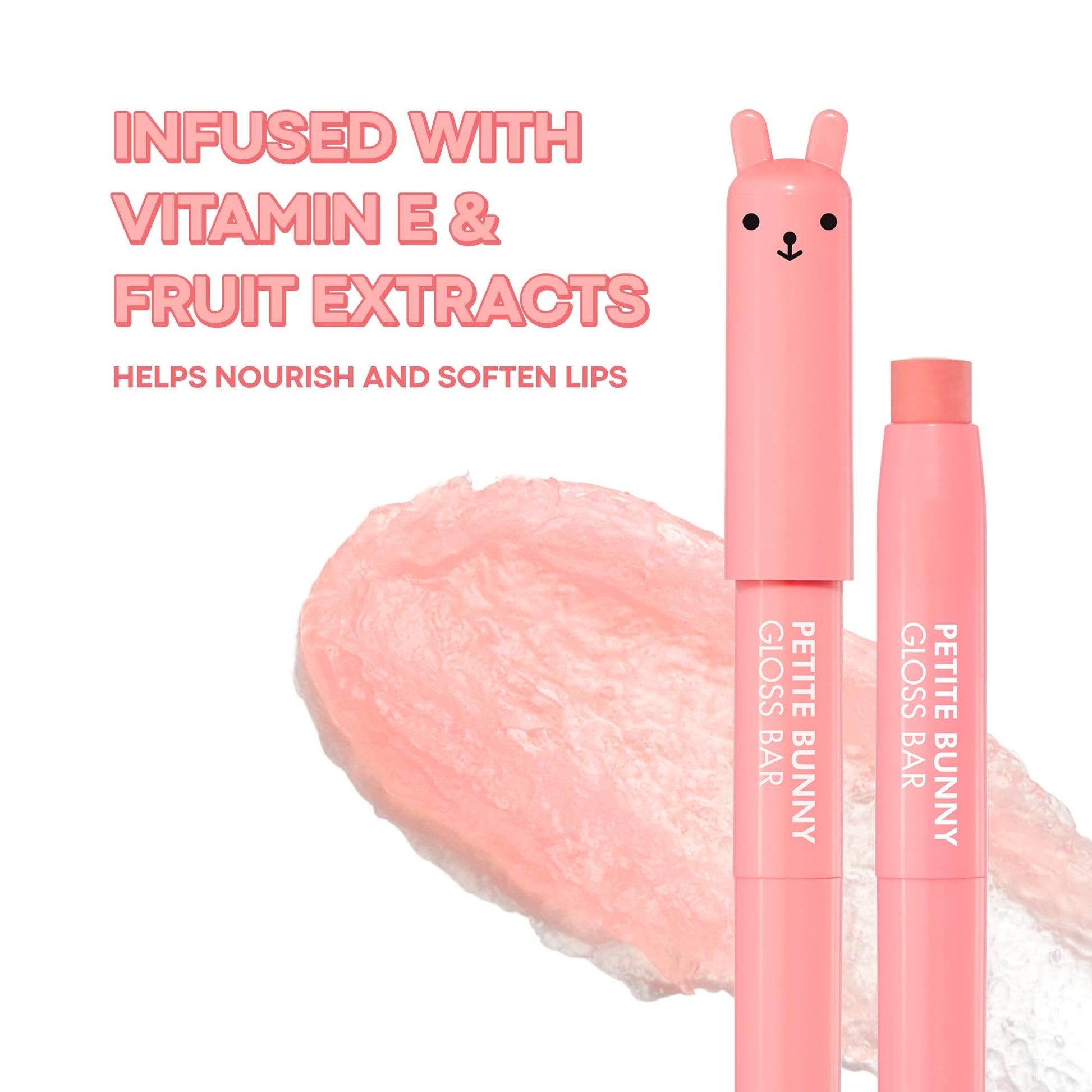TONYMOLY Petit Bunny Lip Gloss – Easter Basket Stuffer, Cute Bunny Lip Crayon, Hydrating Korean Lip Gloss with Vitamin E for Soft, Juicy Cherry - dailyvitalstore