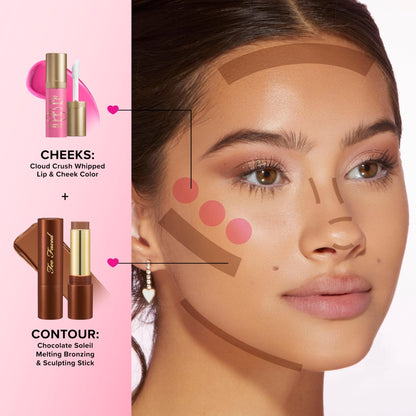 Too Faced Chocolate Soleil Melting Bronzing & Sculpting Stick | Multi-Use, Contour + Cream Bronzer Stick | Lightweight, Satin-Finish with Buildable Coverage, 0.28 Ounce, 0.28 Ounce, Chocolate Souffle - dailyvitalstore