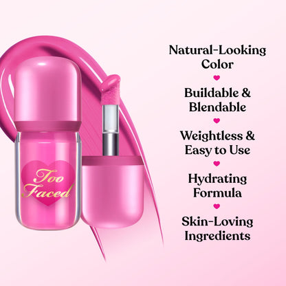 Too Faced Love Flush Blush Glowing Liquid Blush | Liquid Blush, Blendable, Luminous Blush that leaves a Flush of Color | Layer over makeup or wear alone for a natural look, Head Over Heels, 0.20 Fl Oz - dailyvitalstore