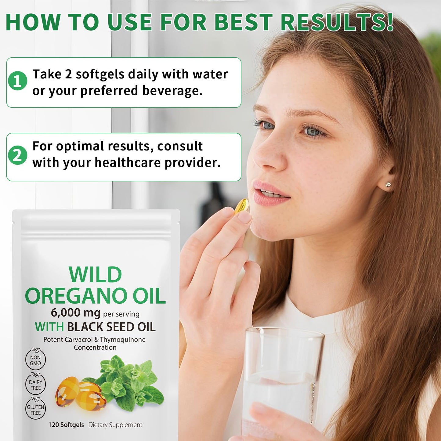 Tooffi Oil of Oregano Softgels,Oregano Oil Capsules Organic,2-in-1 6000mg Oil of Oregano with Black Seed Oil 200mg,Oregano Oil - dailyvitalstore