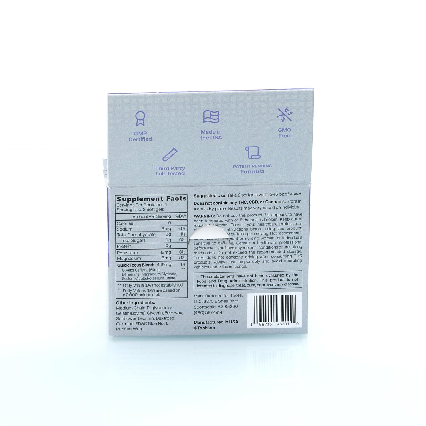 TooHi Reset Softgels - Proprietary Blend with Additional Caffeine (84mg), L-Theanine & Electrolytes | Patent Pending - 10 Doses - dailyvitalstore
