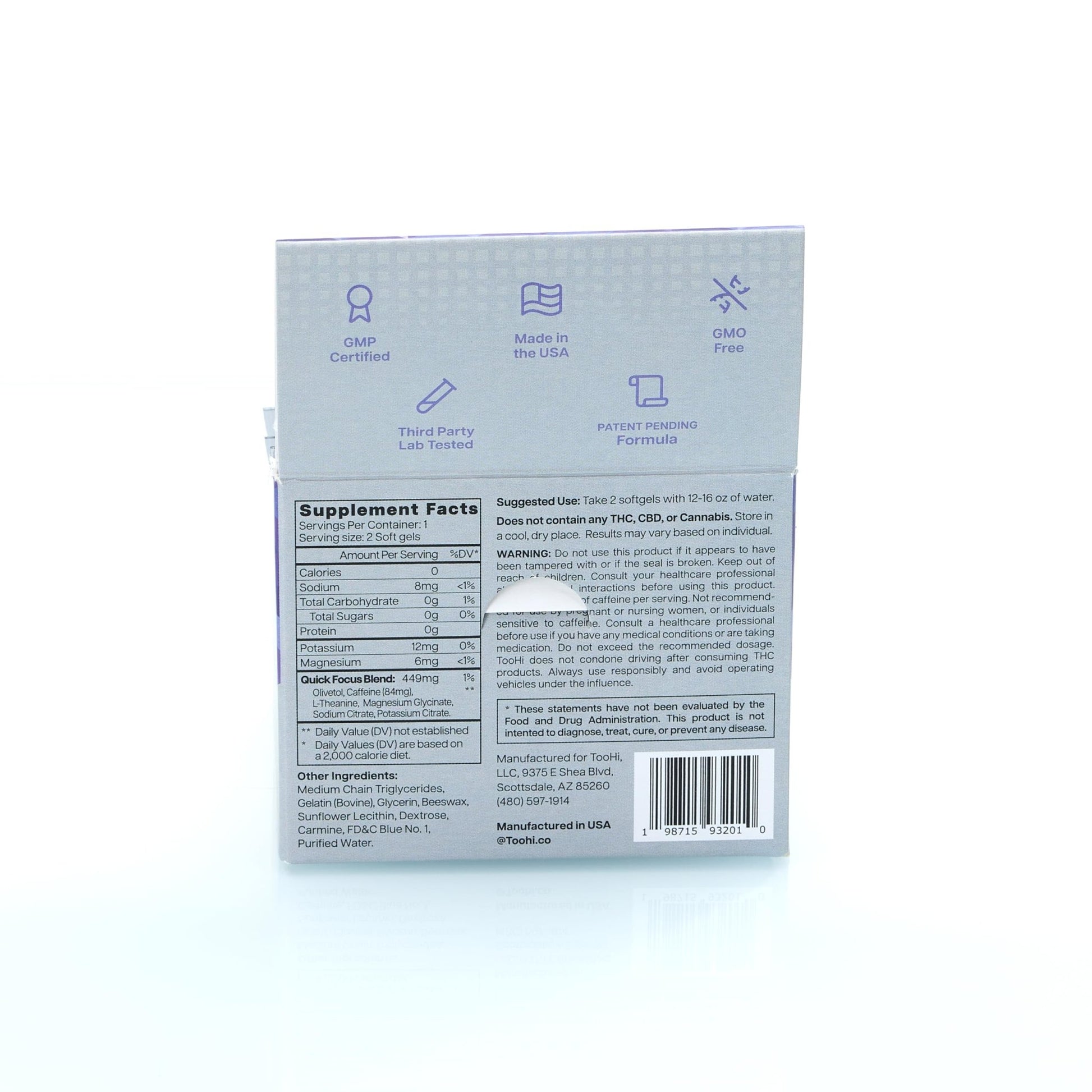 TooHi Reset Softgels - Proprietary Blend with Additional Caffeine (84mg), L-Theanine & Electrolytes | Patent Pending - 10 Doses - dailyvitalstore