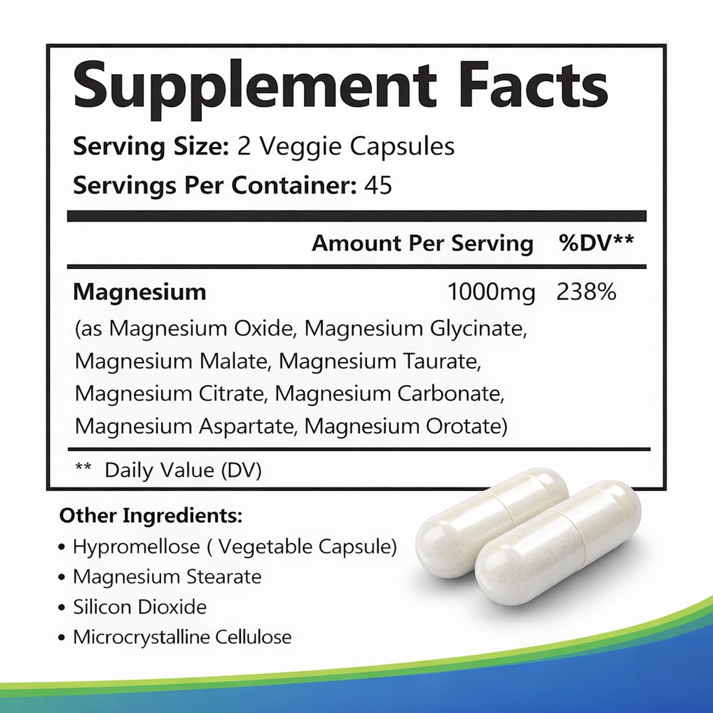 Top Nurex Magnesium Complex 1000 mg, 8-Source Magnesium Blend with Glycinate, Citrate, Malate & Taurate, Vegan Formula, Non-GMO, 90 Capsules - dailyvitalstore