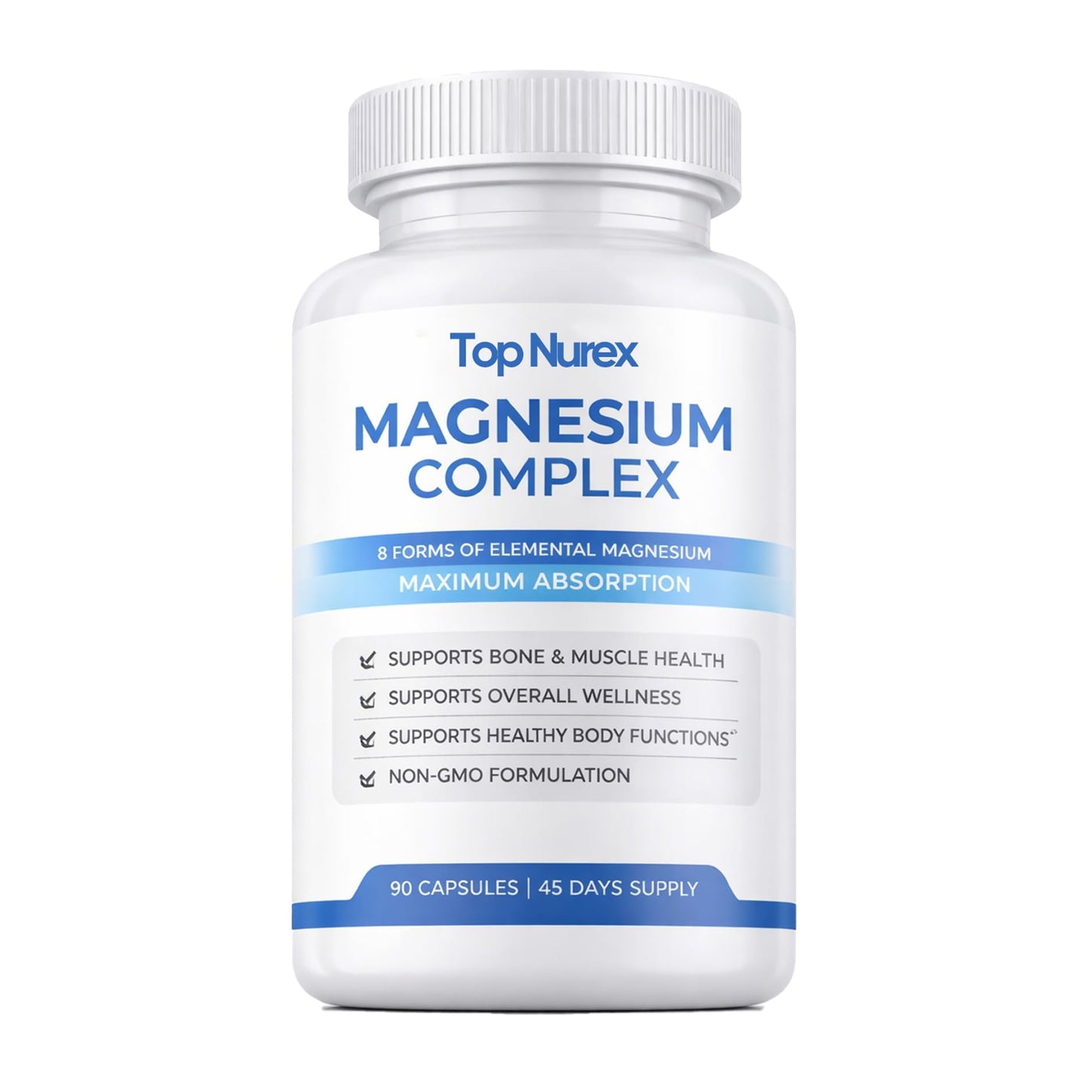 Top Nurex Magnesium Complex for Women & Men,1000mg High Absorption Blend, 8 Magnesium Forms Including Glycinate, Citrate & Malate, Daily Nutrient Support, Vegan Non-GMO, 90 Capsules (1 Pack) - dailyvitalstore