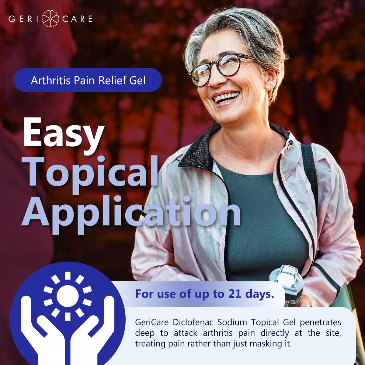 Topical Arthritis Pain Relief Gel Diclofenac Sodium 1% (NSAID) by GeriCare- Hand Wrist Elbow Foot Ankle Knee Extra-Strength Arthritis Pain Reliever- Anti-inflammatory Arthritis Pain Treatment- 3.53oz - dailyvitalstore