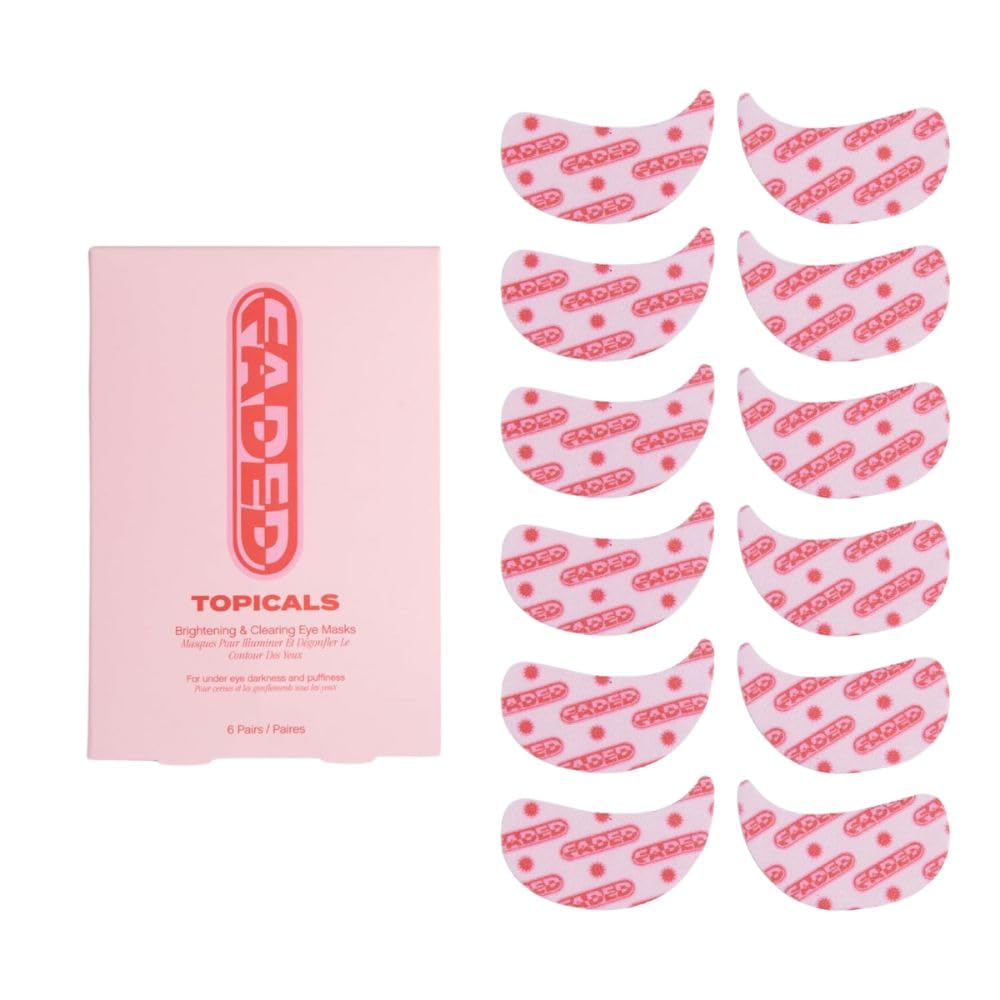 Topicals Faded Brightening Under Eye Masks | Patches to Depuff, Hydrate, Brighten and Cool | Reduce Dark Circles and Fine Lines | Contains Kojic Acid, Caffeine and Niacinamide (Set of 6) - dailyvitalstore