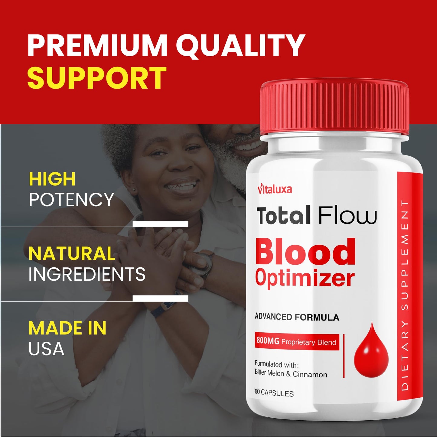 Total Flow Blood Balance, TotalFlow Blood Support Capsules Supplement Advanced Formula All Natural Optimizer Maximum Strength Daily Health Wellness, TotalFlo Premium Blend Pills (60 Capsules) - dailyvitalstore