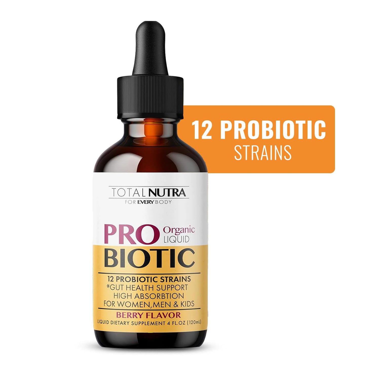 Total Nutra USDA Organic Liquid Probiotic for Kids, Women & Men, Toddler Probiotic Drops with Alfalfa Prebiotic Blend + Acidophilus for Gut Health, Vegan - dailyvitalstore