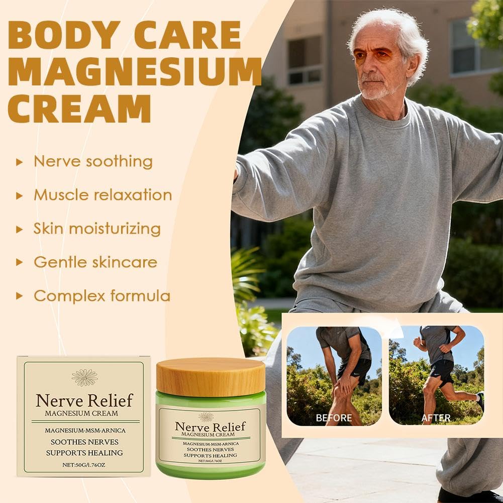 Total Relief Magnesium Cream for Nerve Relief with MSM & Arnica — Soothing Topical Support for Neuropathy & Muscle Relaxation — 2 Pack Value Set (3.52oz Total) - dailyvitalstore