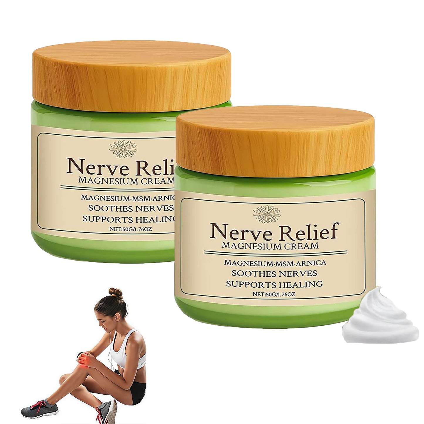 Total Relief Magnesium Cream for Nerve Relief with MSM & Arnica — Soothing Topical Support for Neuropathy & Muscle Relaxation — 2 Pack Value Set (3.52oz Total) - dailyvitalstore