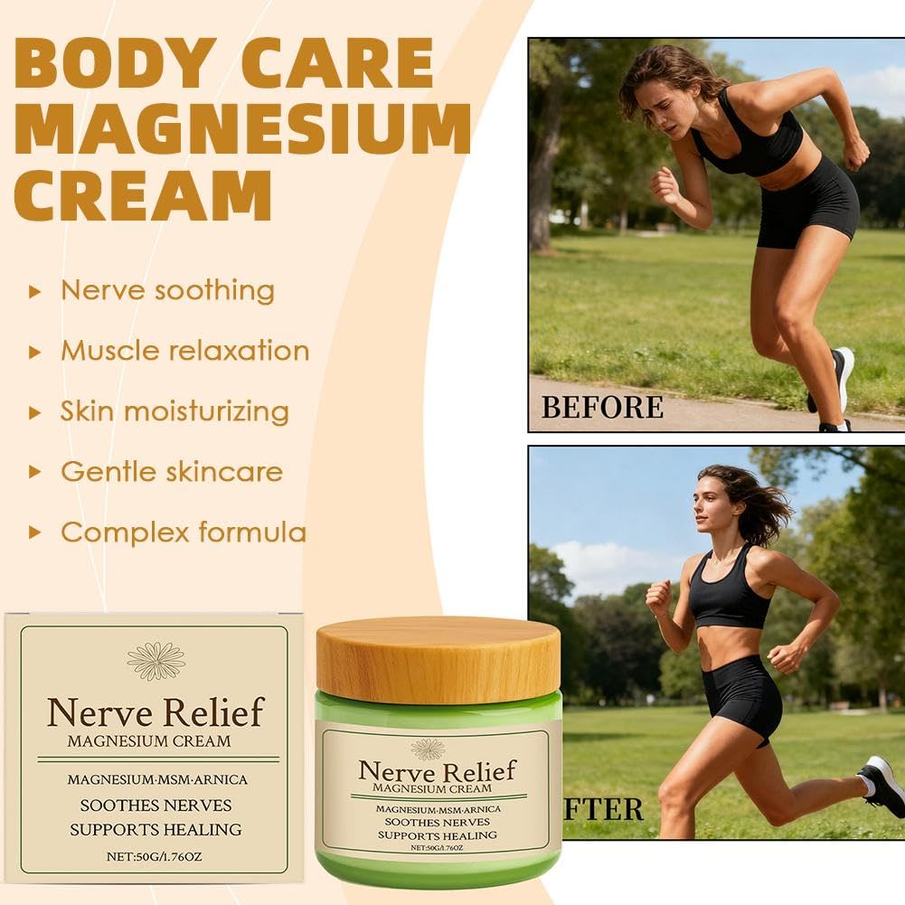 Total Relief Magnesium Cream for Nerve Relief with MSM & Arnica — Soothing Topical Support for Neuropathy & Muscle Relaxation — 2 Pack Value Set (3.52oz Total) - dailyvitalstore
