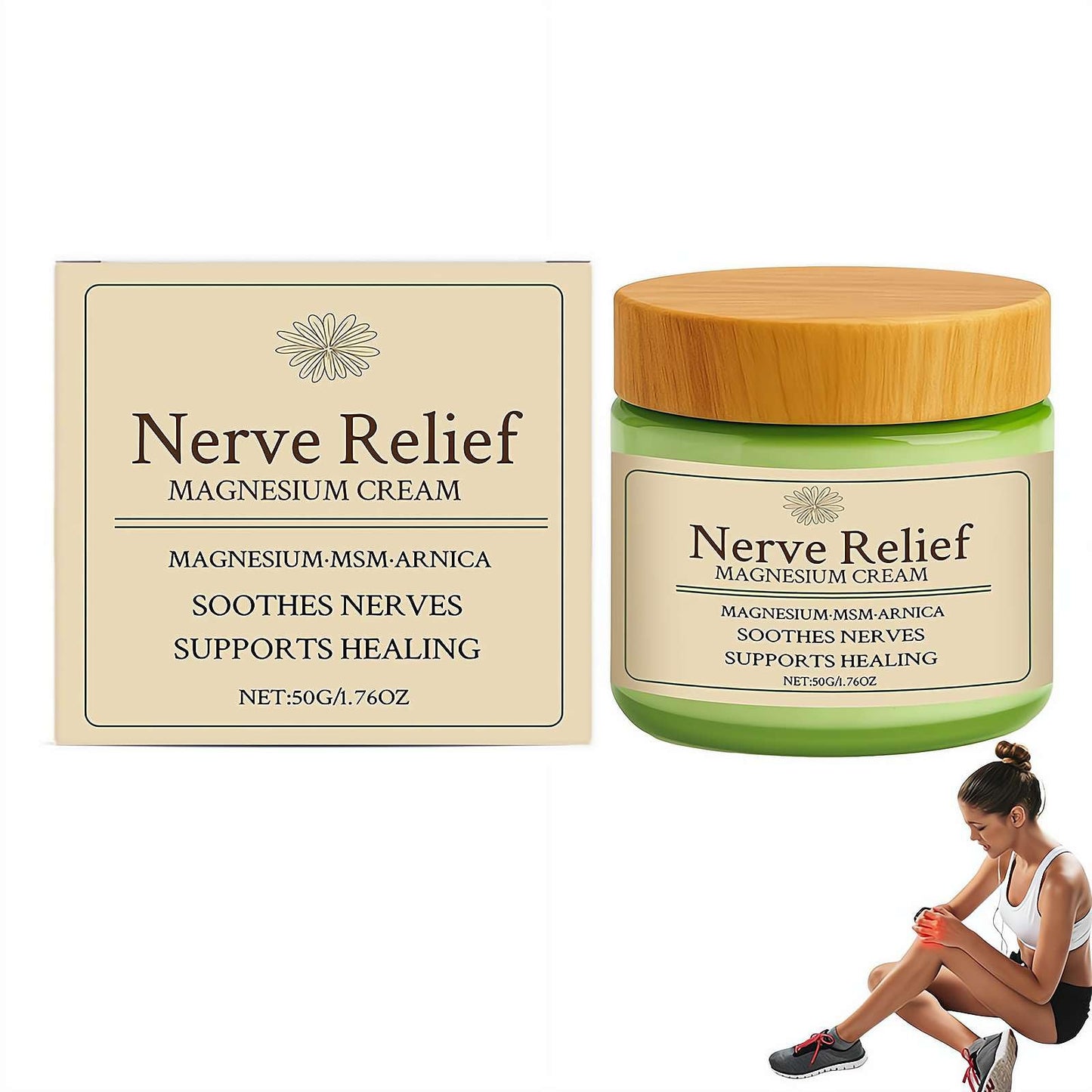 Total Relief Magnesium Cream - Nerve Relief Magnesium Cream with MSM & Arnica,Total ReliefCream for Muscle Relaxation, Soothes Nerves & Daily Soothing Support, Deep Hydration,50g/1.76oz - dailyvitalstore