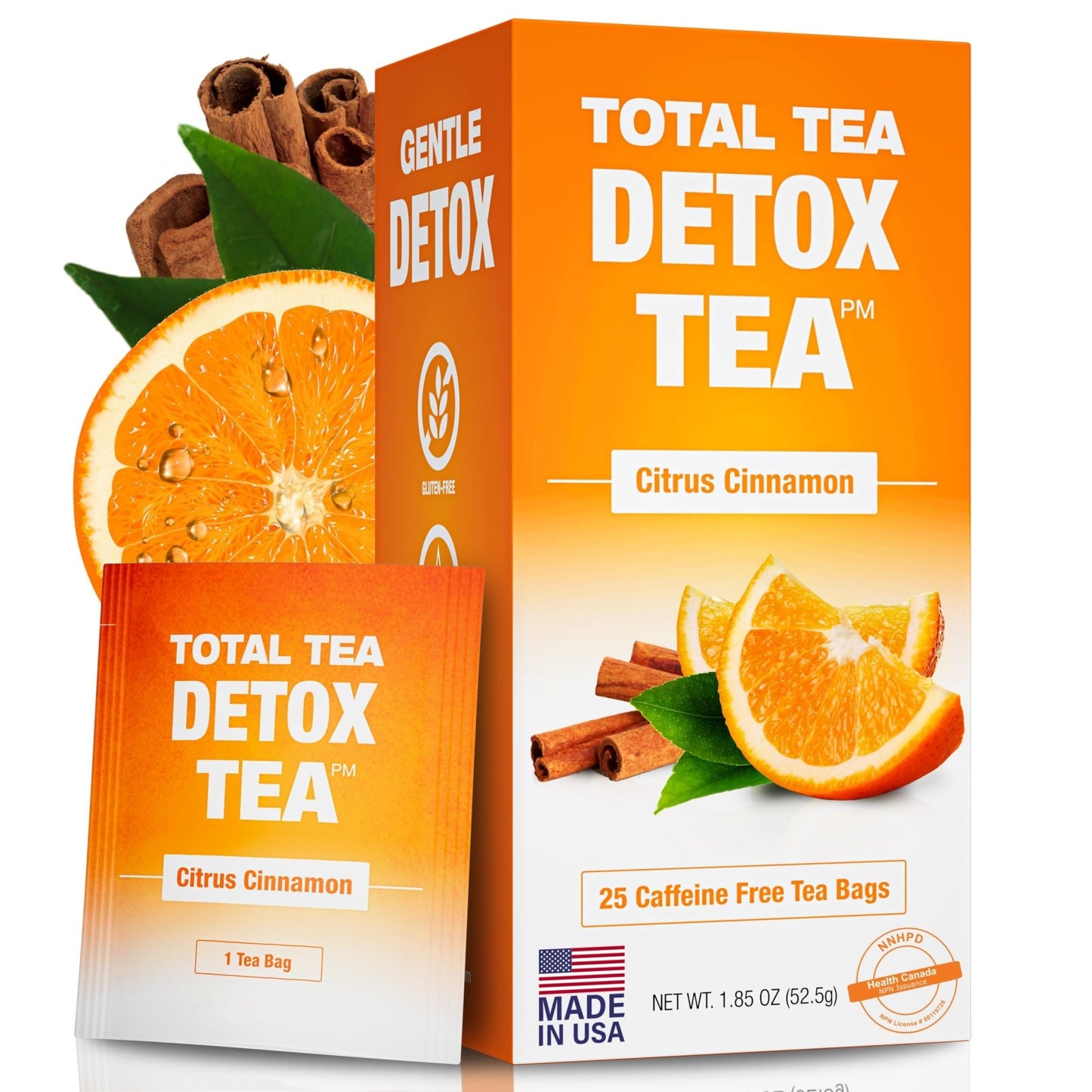 Total Tea SIimming Detox Tea Caffeine Free - 25 Day Detox - Herbal Tea with Chamomile, Hibiscus Tea & Ginger Root for Colon Cleanse – Natural Citrus & Cinnamon - dailyvitalstore