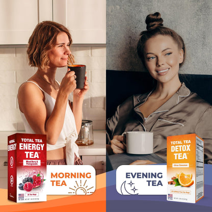 Total Tea SIimming Detox Tea Caffeine Free - 25 Day Detox - Herbal Tea with Chamomile, Hibiscus Tea & Ginger Root for Colon Cleanse – Natural Citrus & Cinnamon - dailyvitalstore