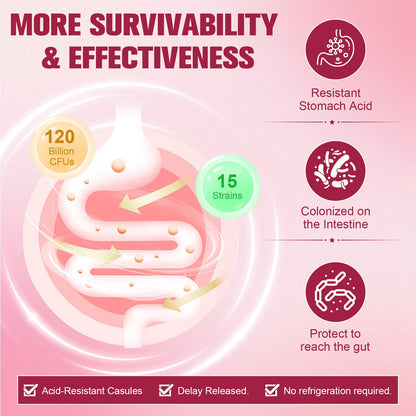 Totaria Probiotics for Women, 120 Billion Women Probiotic, with Akkermansia, Digestive Enzymes & Prebiotics, Cranberry, D-Mannose, for Gut, Vaginal, Urinary - dailyvitalstore