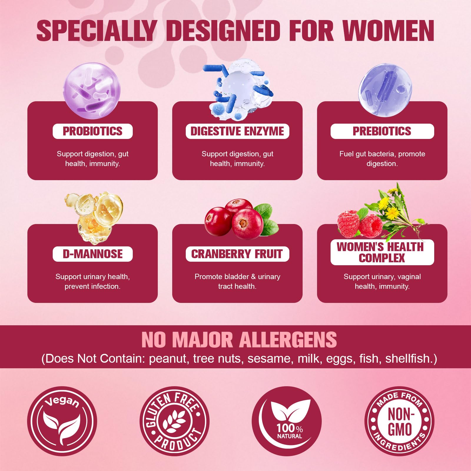 Totaria Probiotics for Women, 120 Billion Women Probiotic, with Akkermansia, Digestive Enzymes & Prebiotics, Cranberry, D-Mannose, for Gut, Vaginal, Urinary - dailyvitalstore