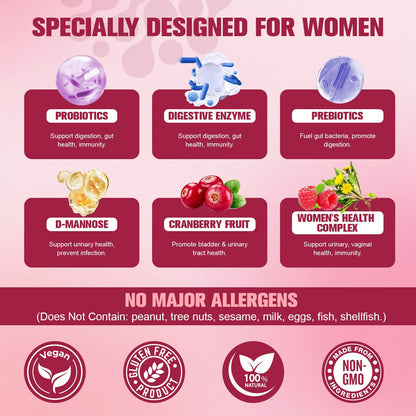 Totaria Probiotics for Women, 120 Billion Women Probiotic, with Akkermansia, Digestive Enzymes & Prebiotics, Cranberry, D-Mannose, for Gut, Vaginal, Urinary - dailyvitalstore