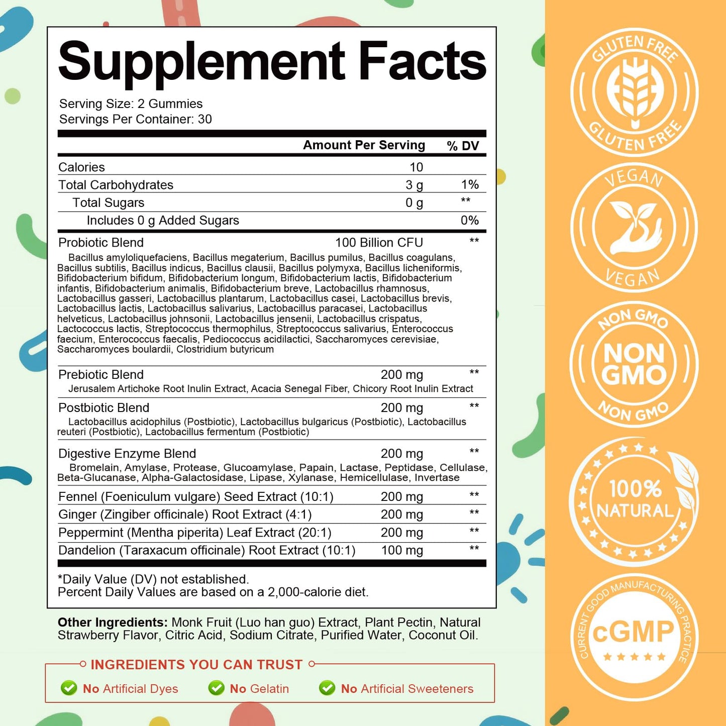 Totaria Sugar Free 5-in-1 Probiotic Prebiotic Postbiotic Gummy, 36 Strains Probiotics for Women Men with Digestive Enzymes, Peppermint, Complete Immune, - dailyvitalstore