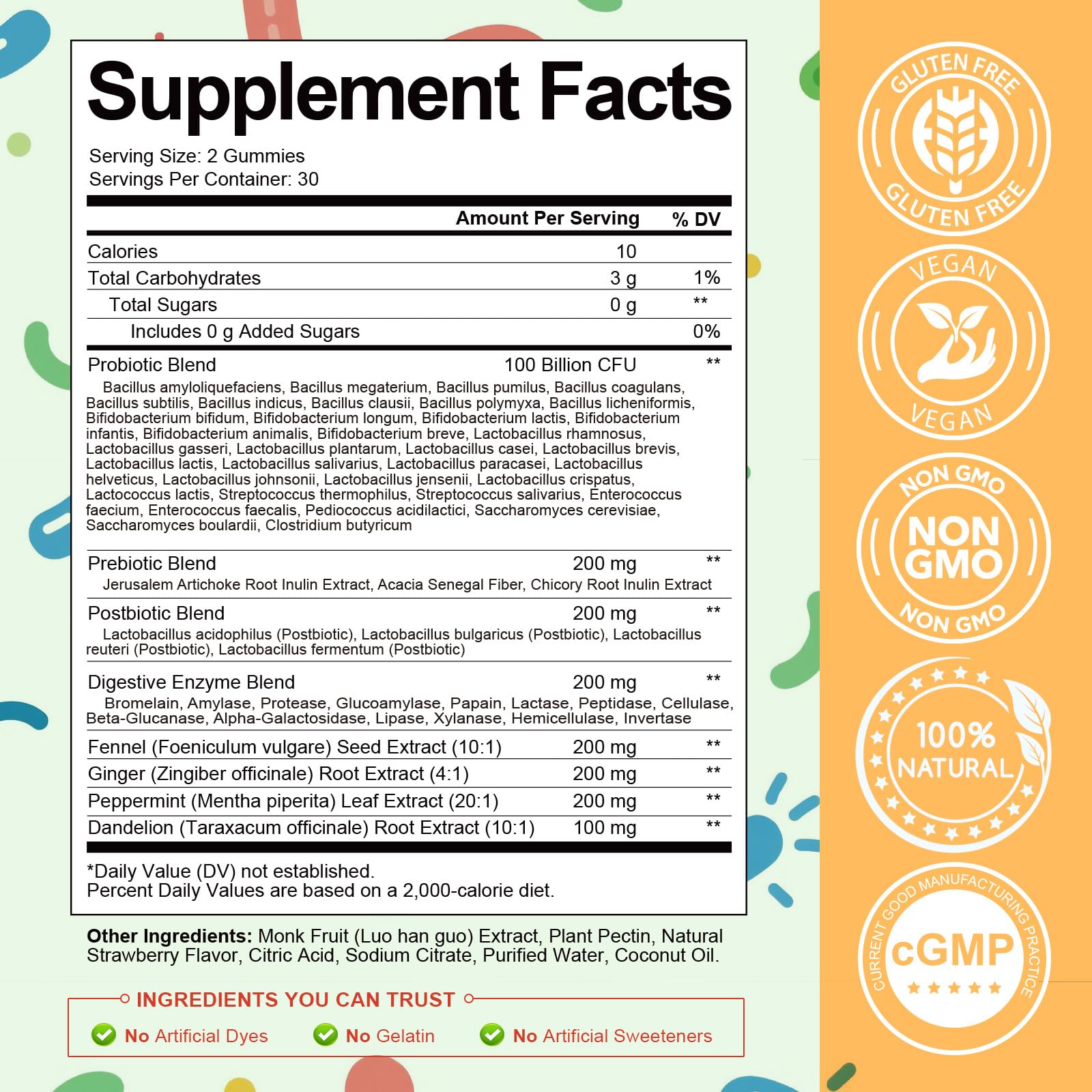 Totaria Sugar Free 5-in-1 Probiotic Prebiotic Postbiotic Gummy, 36 Strains Probiotics for Women Men with Digestive Enzymes, Peppermint, Complete Immune, - dailyvitalstore