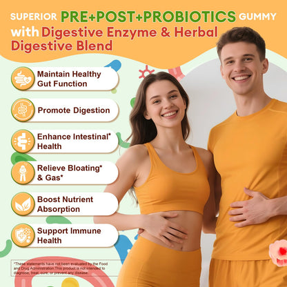 Totaria Sugar Free 5-in-1 Probiotic Prebiotic Postbiotic Gummy, 36 Strains Probiotics for Women Men with Digestive Enzymes, Peppermint, Complete Immune, - dailyvitalstore