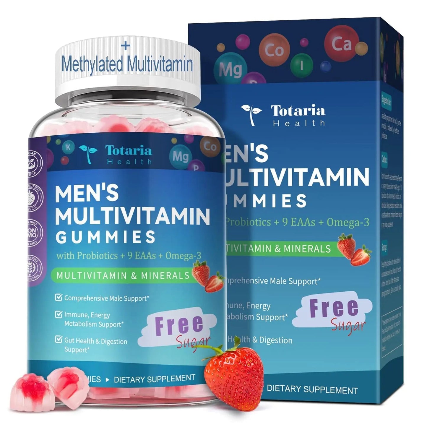 Totaria Sugar Free Multivitamin for Men with Omega 3, Probiotics, Mens Multivitamins Gummies w/Methylated B Complex - dailyvitalstore