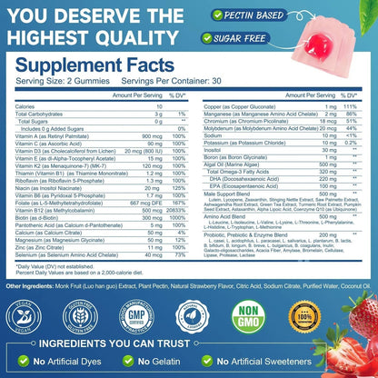 Totaria Sugar Free Multivitamin for Men with Omega 3, Probiotics, Mens Multivitamins Gummies w/Methylated B Complex - dailyvitalstore