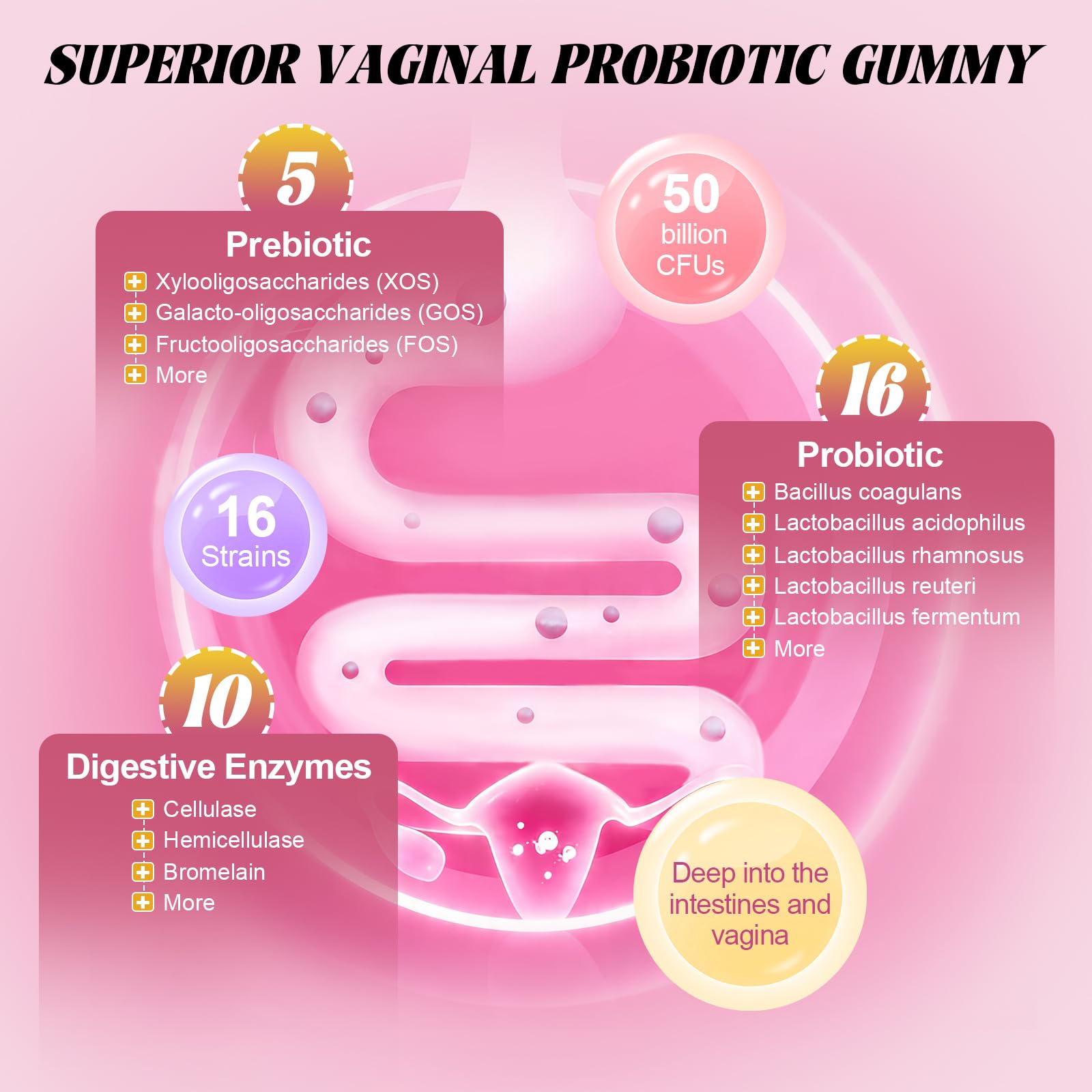 Totaria Sugar Free Probiotics for Women, Feminine Balance Gummies, 50 Billion CFU Vaginal Probiotic Prebiotic w/Slippery Elm, Cranberry, for Vaginal, Urinary Tract - dailyvitalstore