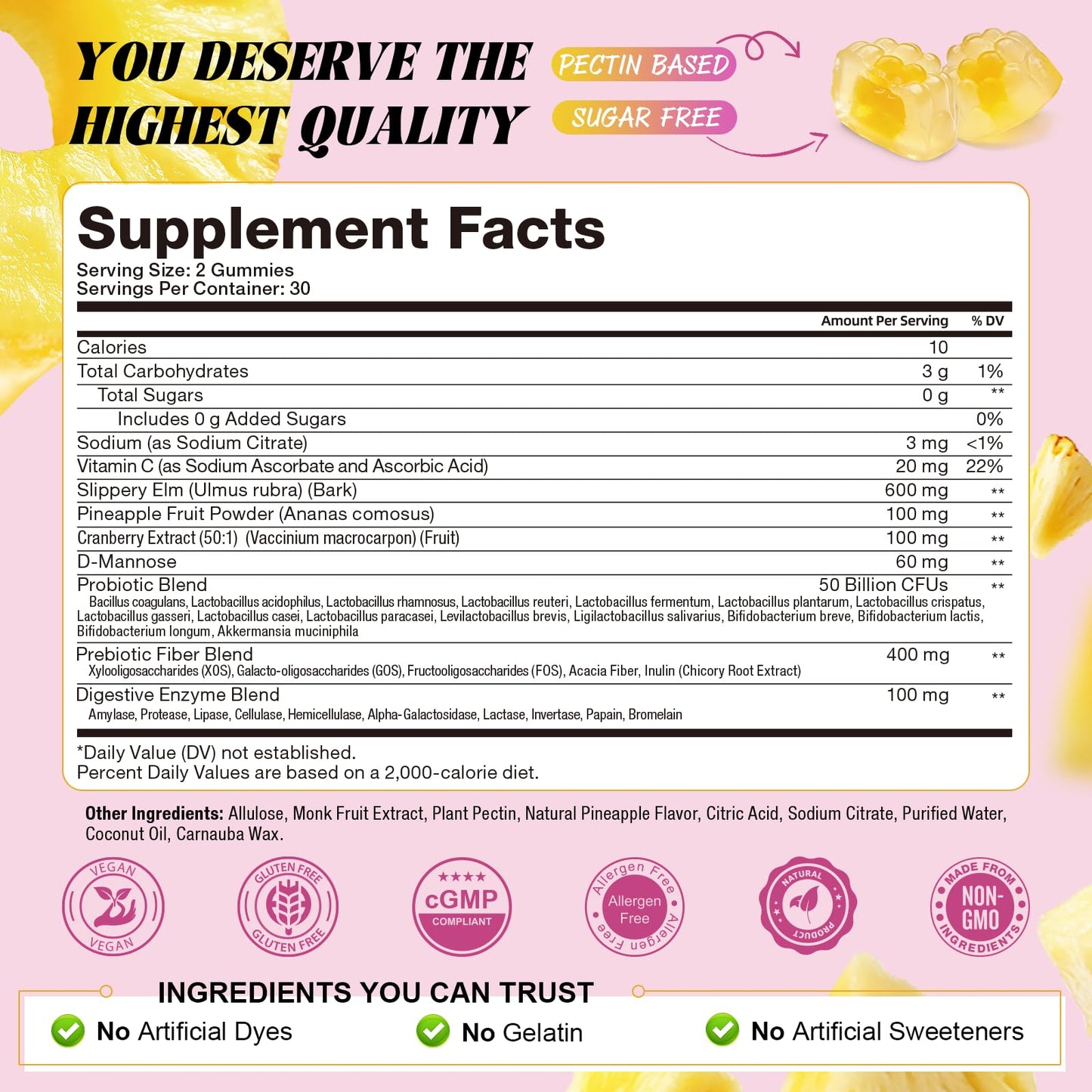 Totaria Sugar Free Probiotics for Women, Feminine Balance Gummies, 50 Billion CFU Vaginal Probiotic Prebiotic w/Slippery Elm, Cranberry, for Vaginal, Urinary Tract - dailyvitalstore